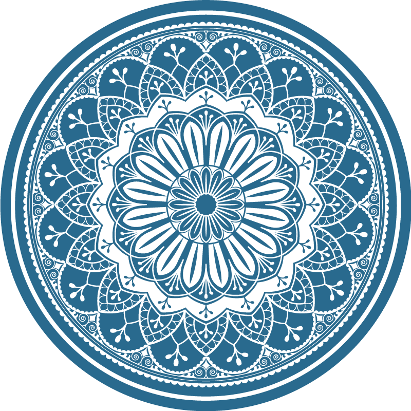 Big mandala on blue mandala vinyl rug - TenStickers