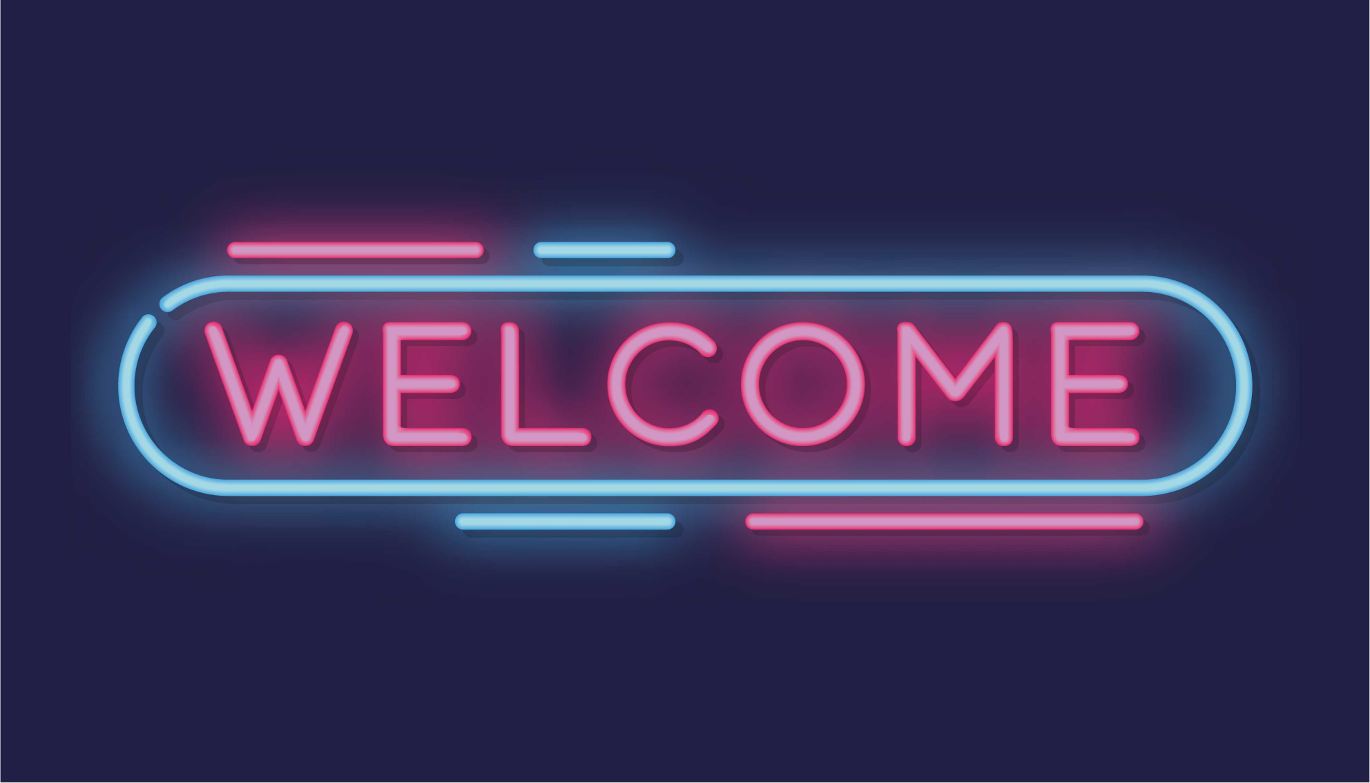 Welcome neon sign entrance hall vinyl rug - TenStickers