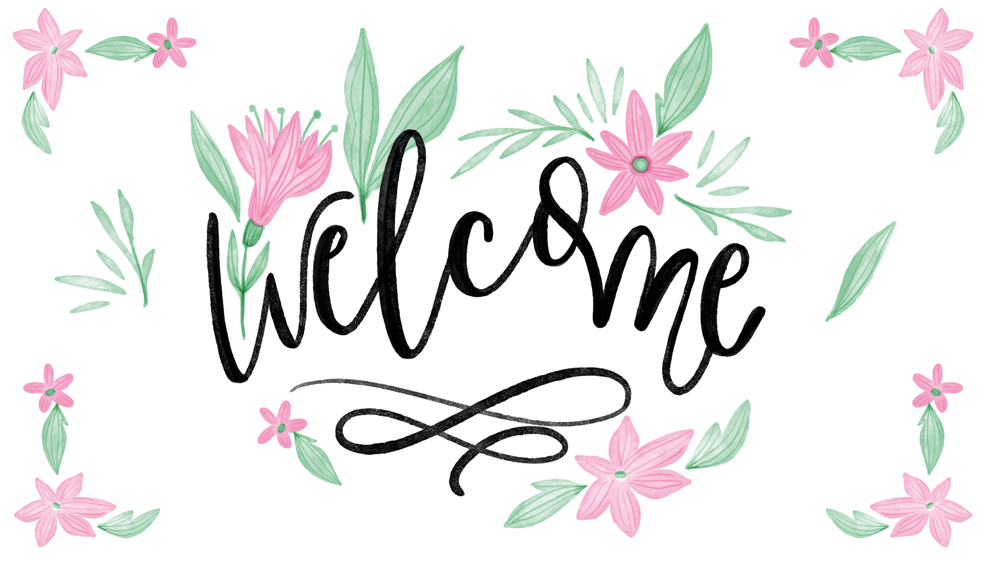 Welcome home flowers entrance hall vinyl rug - TenStickers
