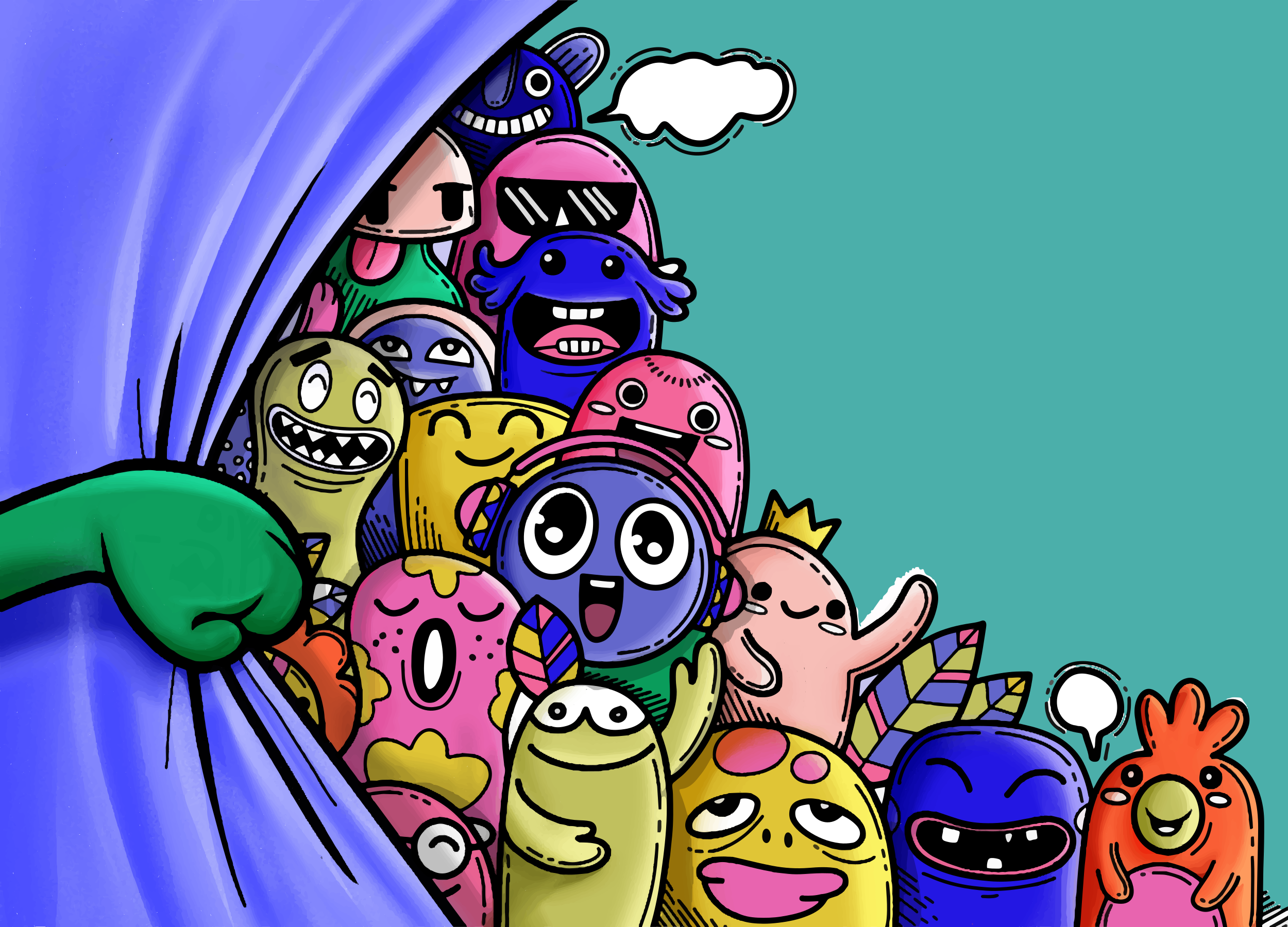 Colorful Monster Characters kids vinyl rug - TenStickers