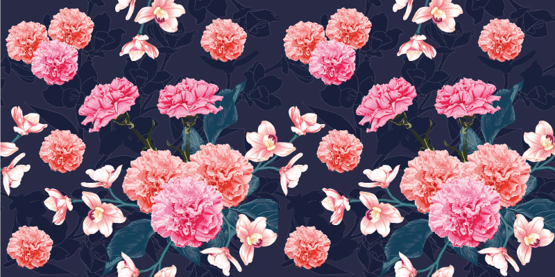Botanical dream motif floral vinyl rug - TenStickers