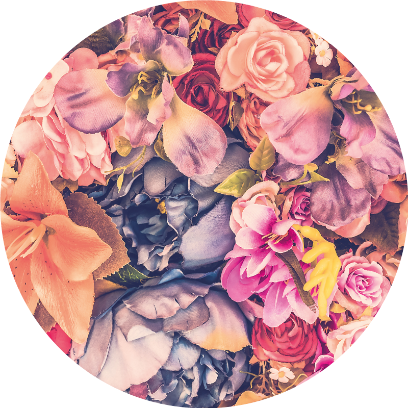 Blooming Circular Arrangement floral vinyl rug - TenStickers