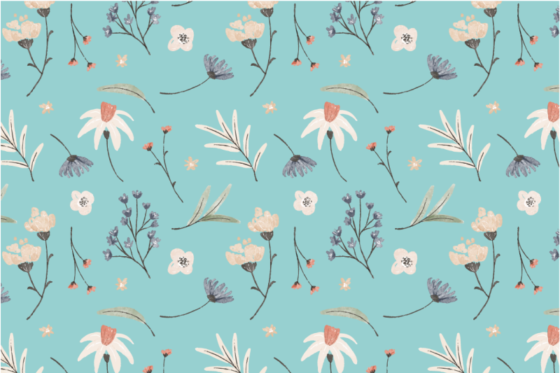 Floral vinyl rug with blooming floral patterns - TenStickers