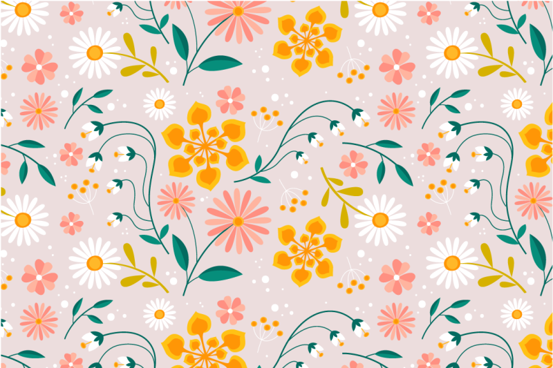 Different flowers on beige floral rug - TenStickers