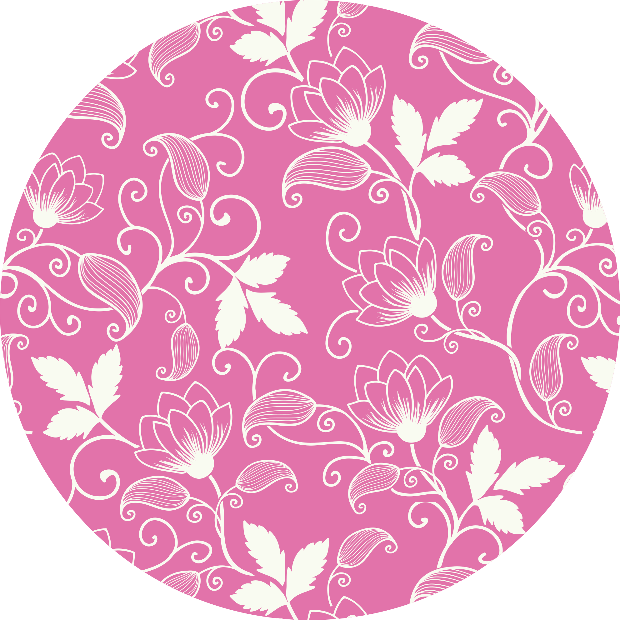 Pink Flower Twirls floral vinyl rug - TenStickers