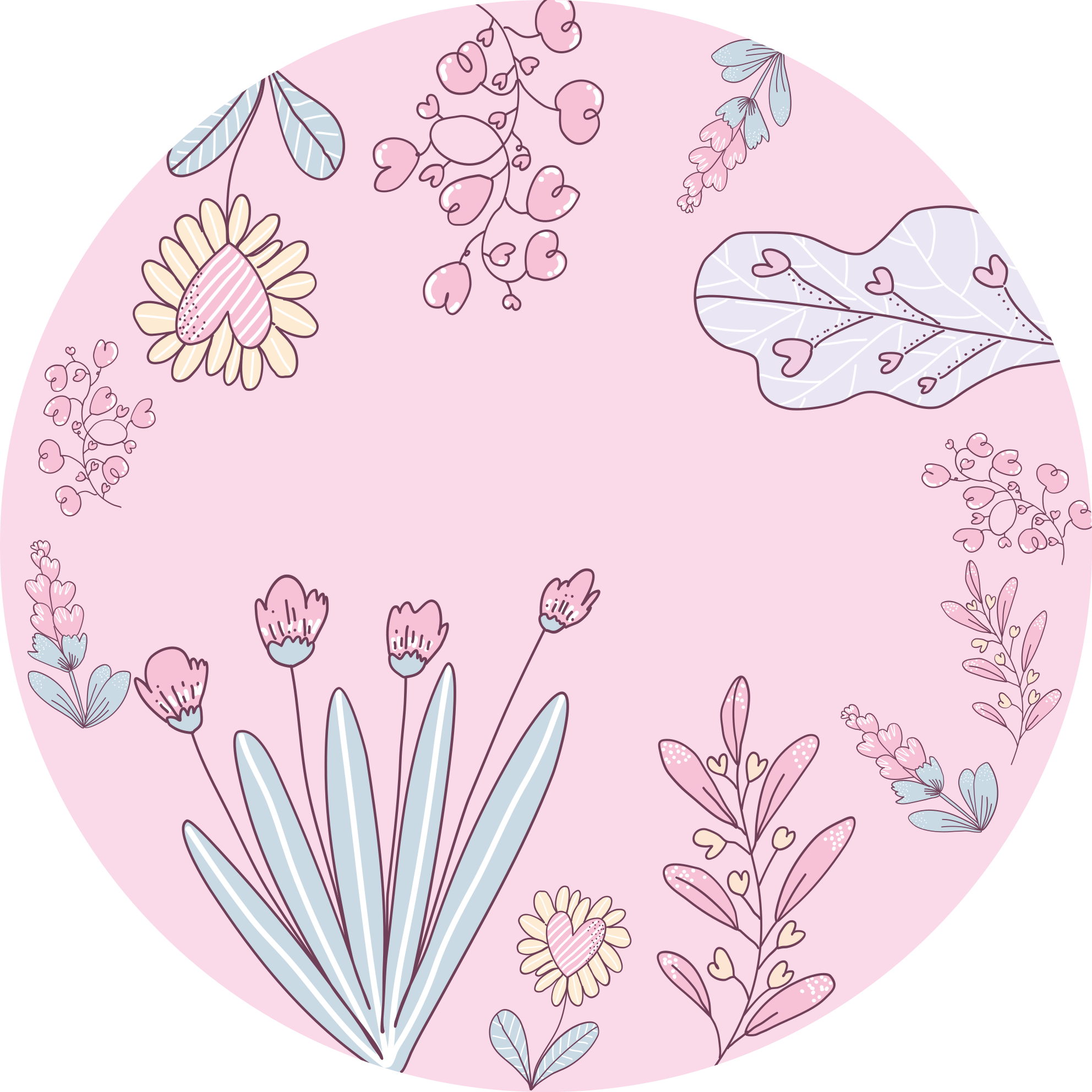 Floral heart patterns floral vinyl rug - TenStickers