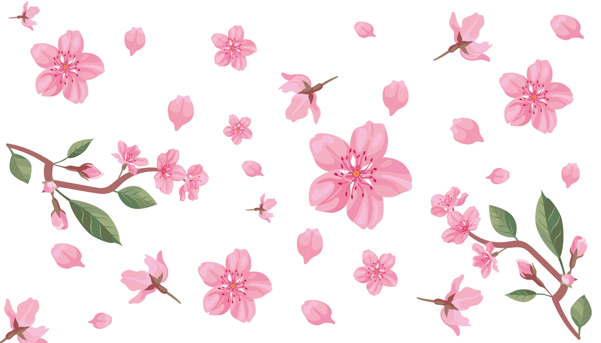 Pink cherry blossoms floral rug - TenStickers
