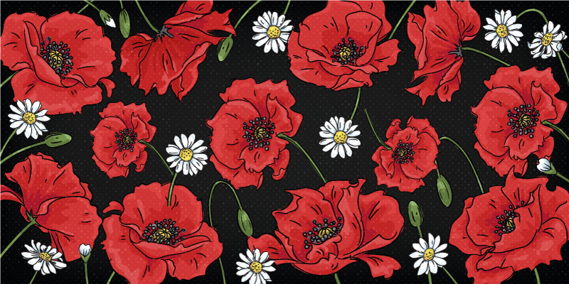 Radiant Botanical Illustration floral vinyl rug - TenStickers
