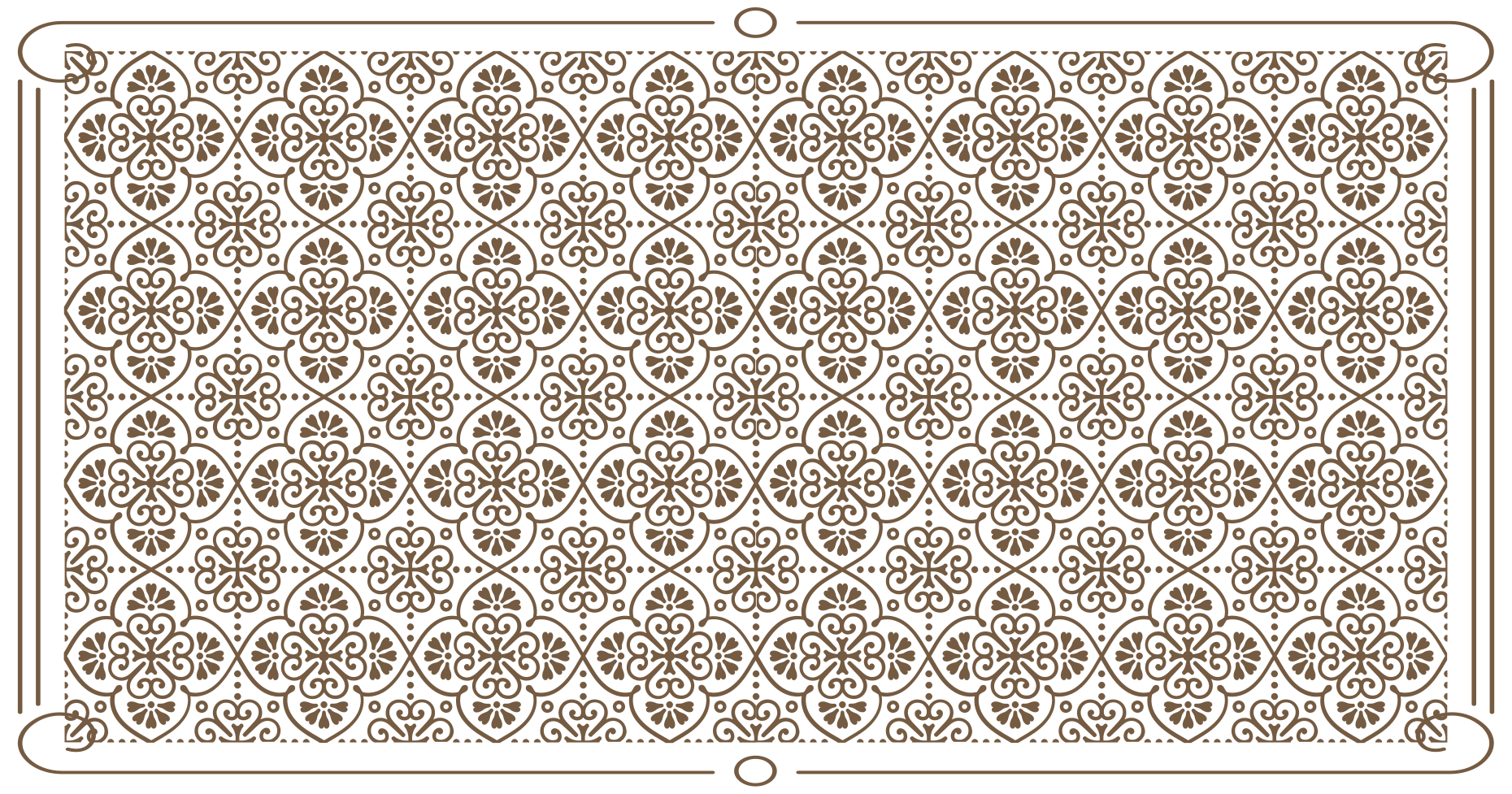 Intricate floral elements tile vinyl rug - TenStickers