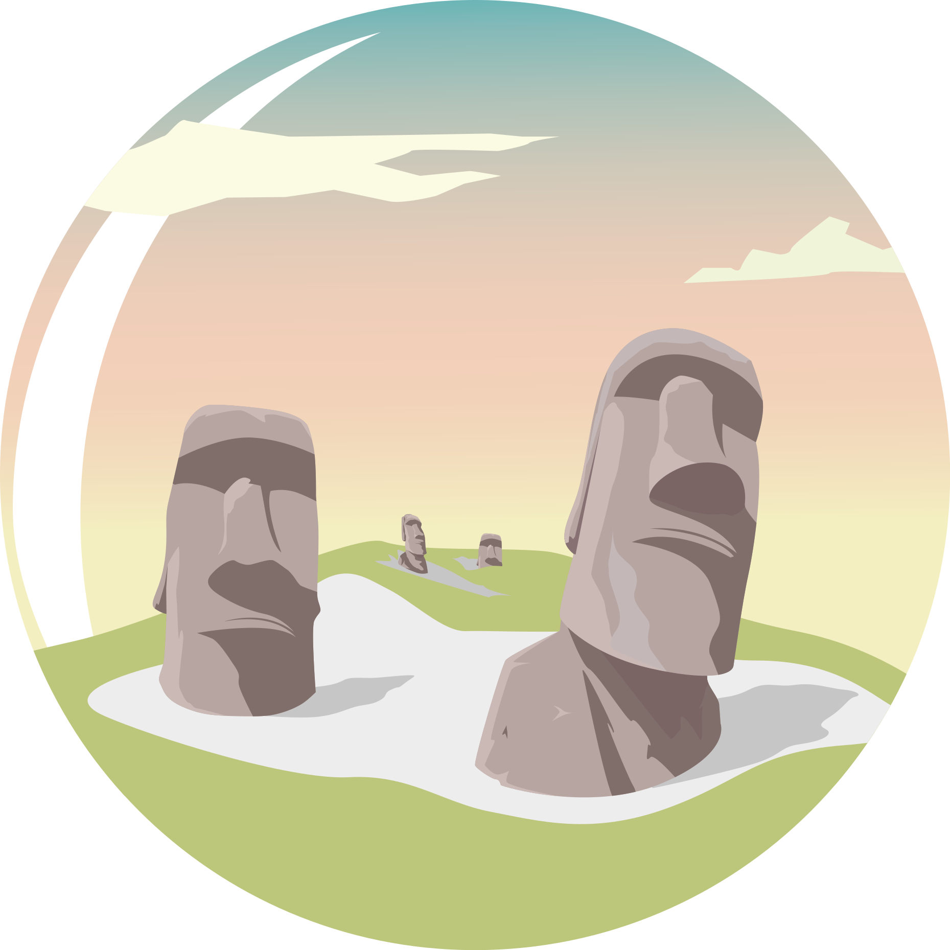 Moai Stone Silhouettes nature vinyl rug - TenStickers