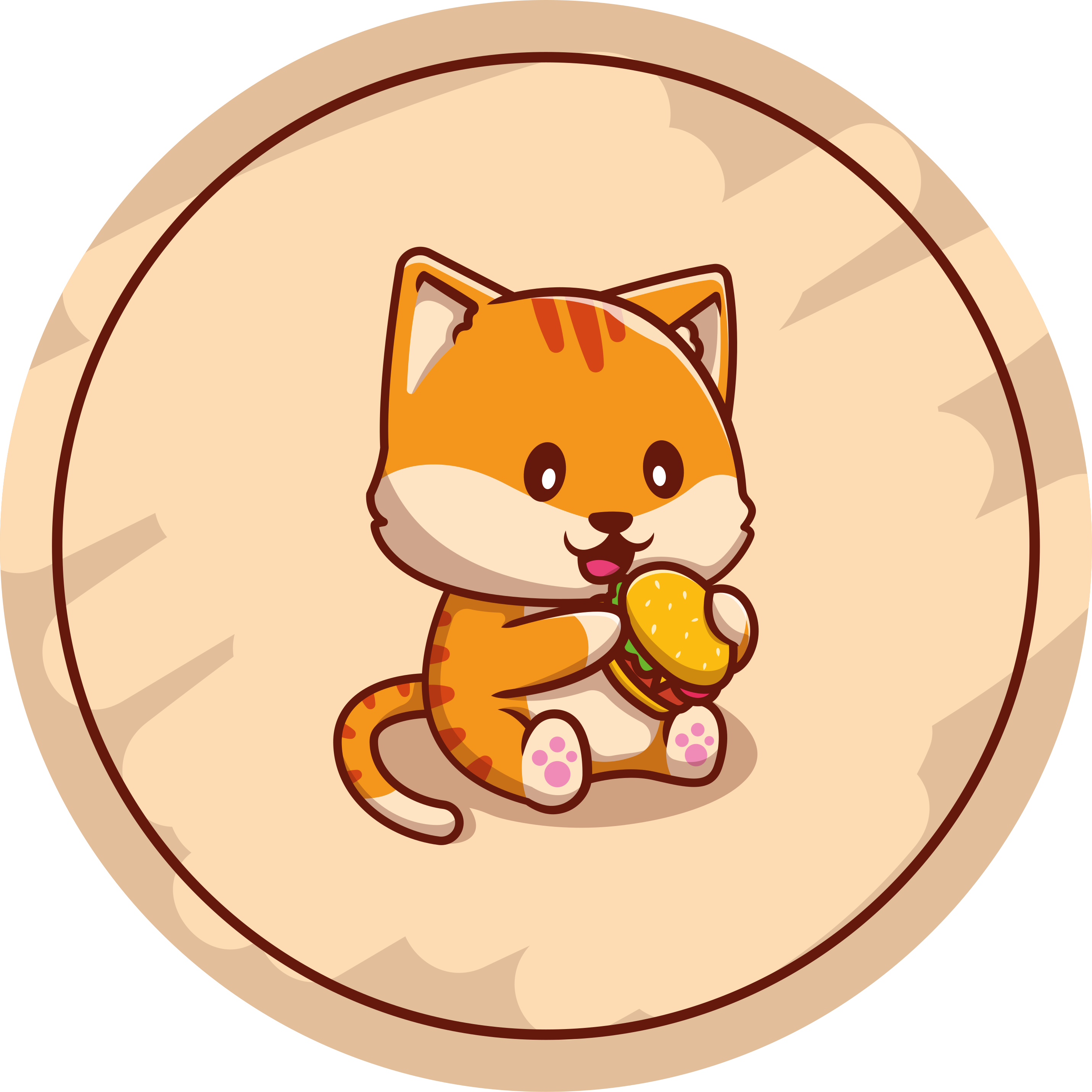 Cute cat eating a hamburger kitchen floor tiles - TenStickers