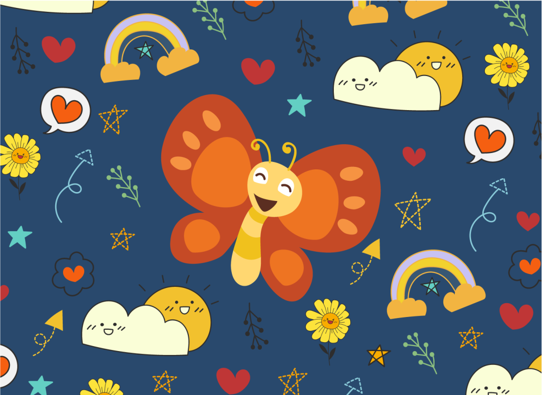 Yellow smiling kid butterfly animal rug - TenStickers