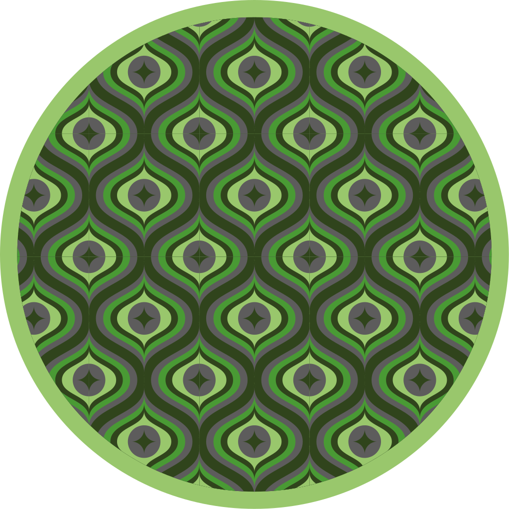 Intricate Green Waves circular vinyl rug - TenStickers
