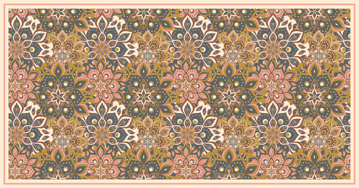 Botanical Emblem Sophistication mandala vinyl rug - TenStickers