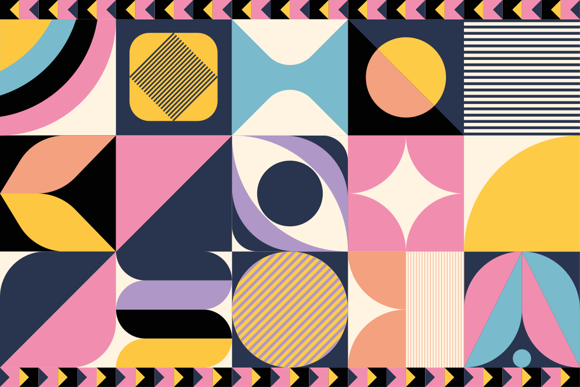 Geometric vinyl rug in colorful segments - TenStickers
