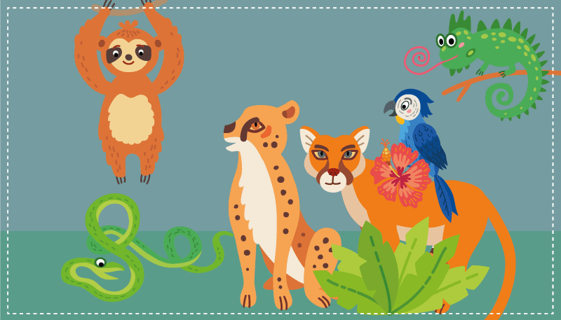 Wildlife creature play area animal vinyl rug - TenStickers