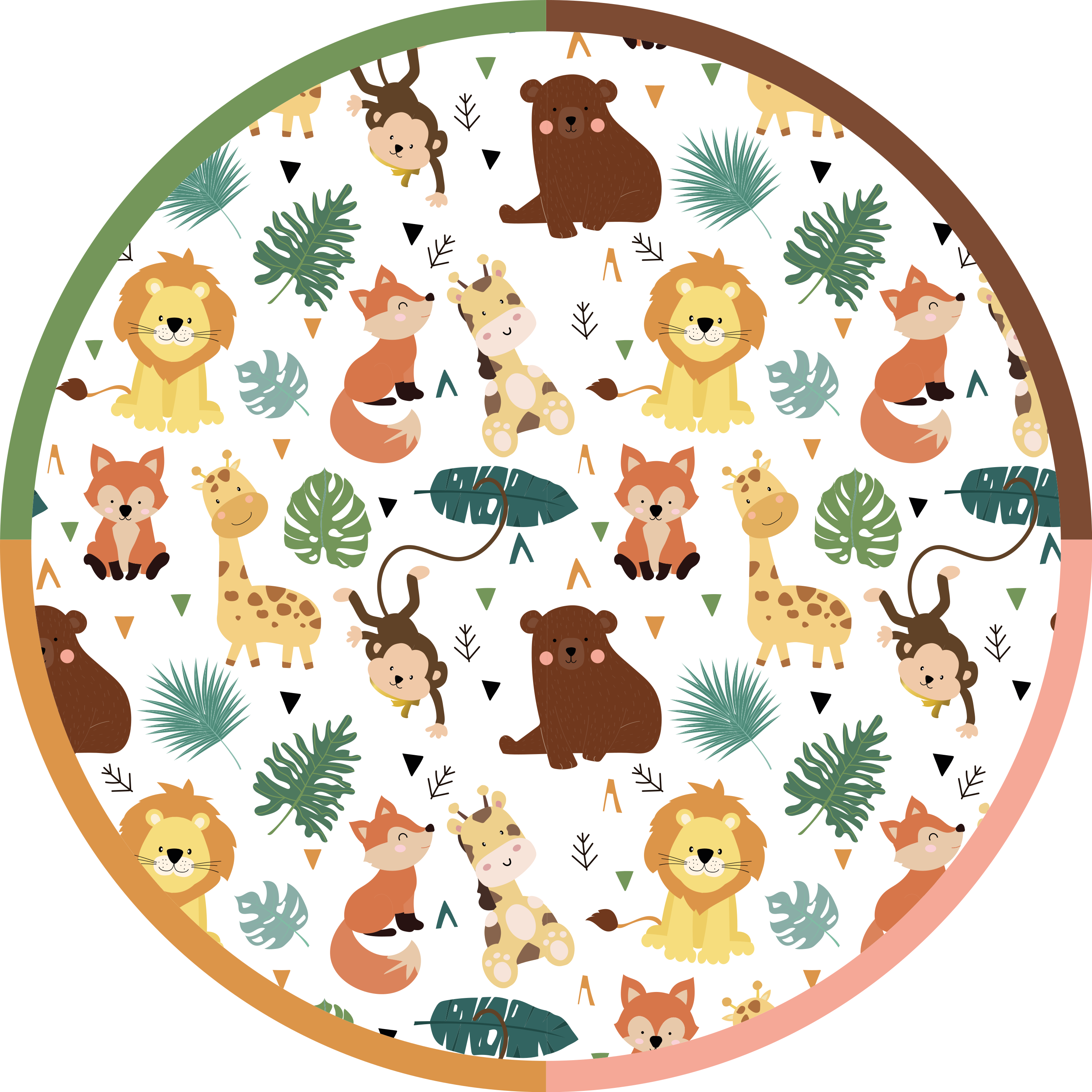 Cute wild animals with leaves animal rug - TenStickers