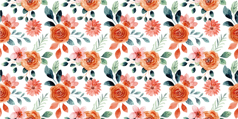 Delightful Botanical Motif floral vinyl rug - TenStickers