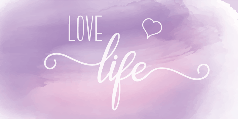 Love life on purple stain rectangular rug - TenStickers