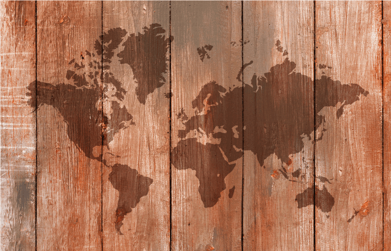 Wooden map effect world map vinyl rug - TenStickers