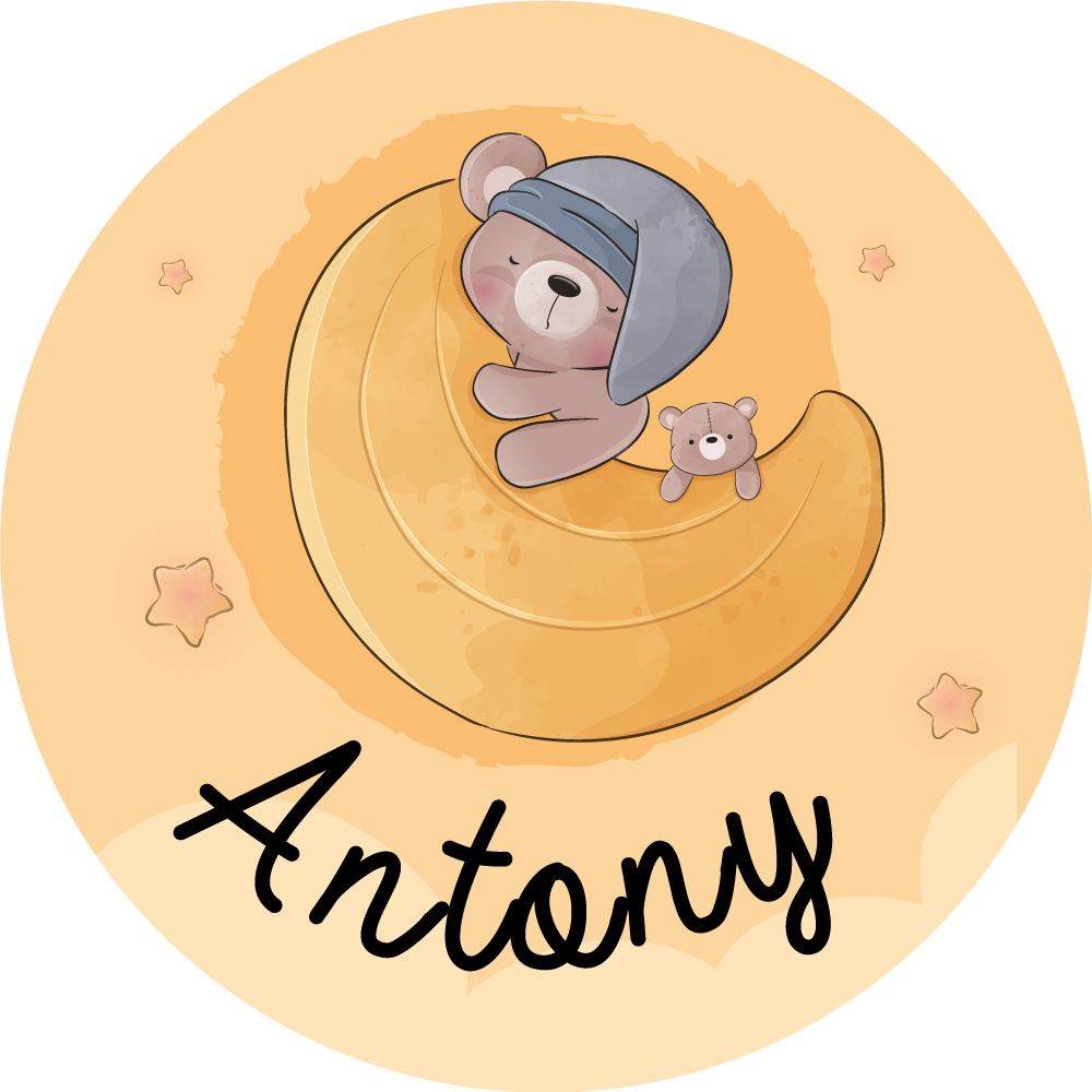 Sleepy bear with name custom vinyl rug - TenStickers