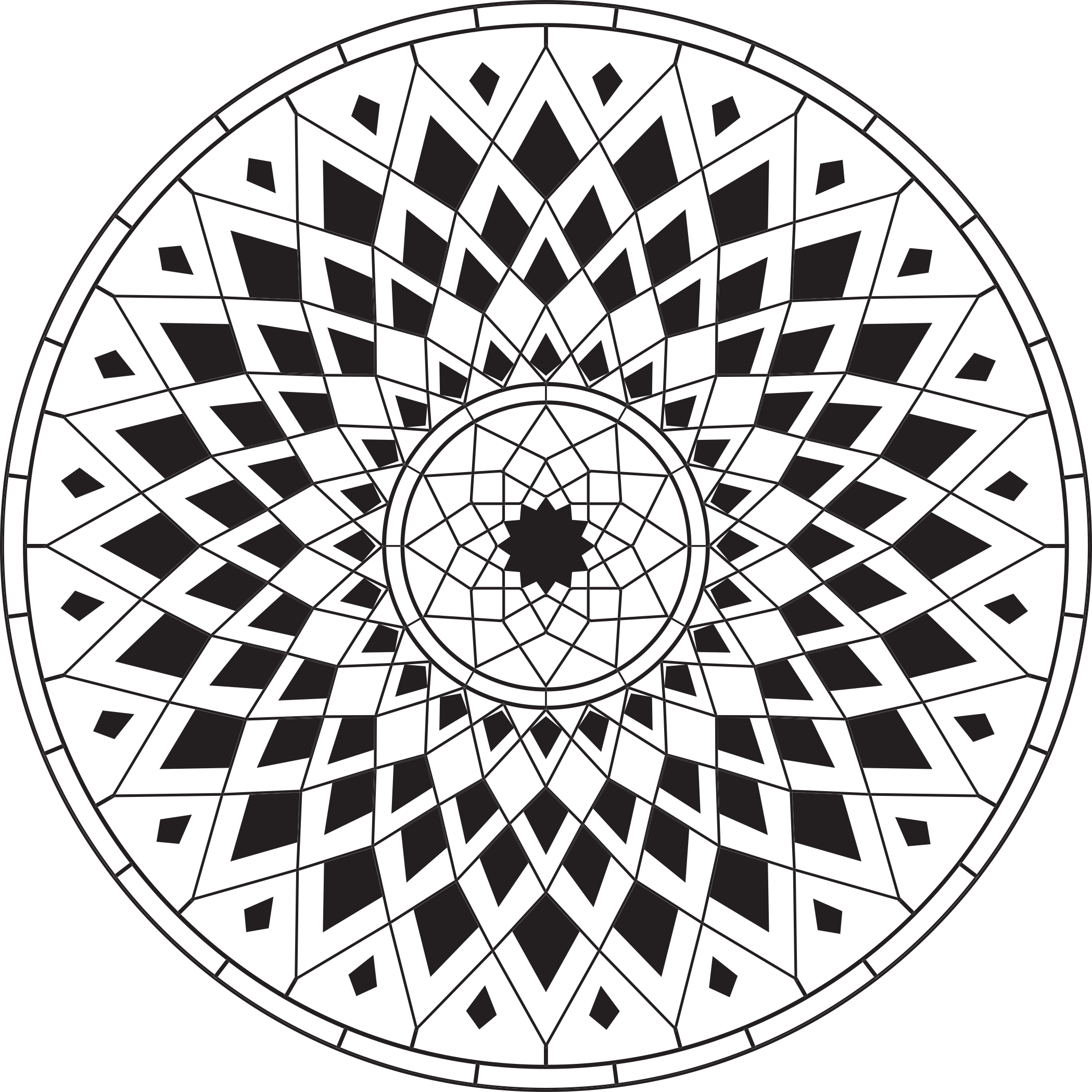 Complex Black Motif mandala vinyl rug - TenStickers