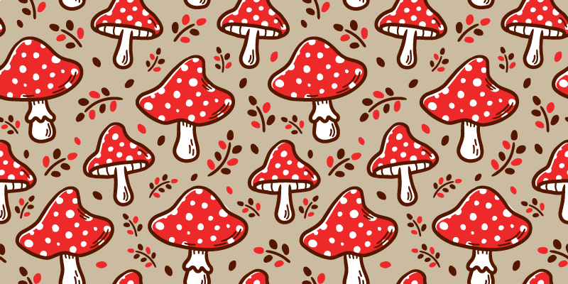 Vibrant Fungal Motifs floral vinyl rug - TenStickers