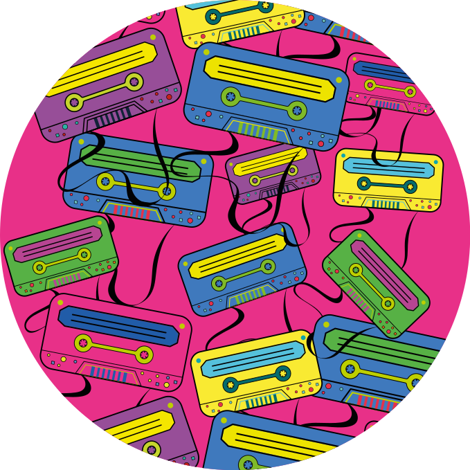 Kids vinyl rug vivid cassette tapes design - TenStickers