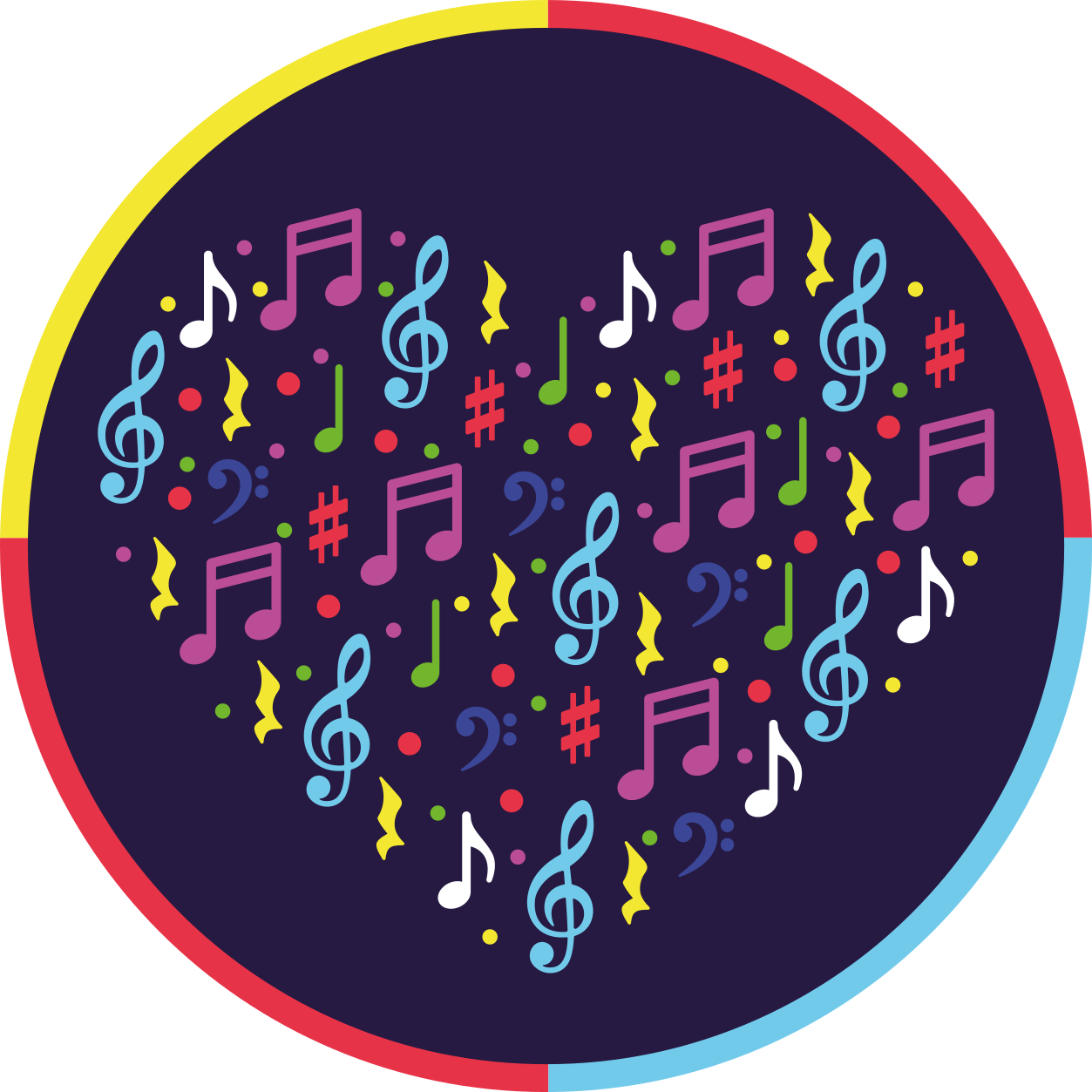 Musical Note Heart teen vinyl rug - TenStickers