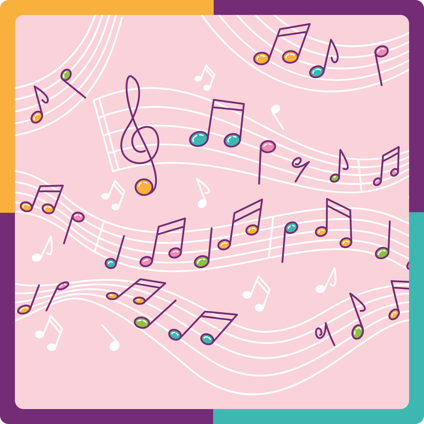 Melodic Notes Theme teen vinyl rug - TenStickers