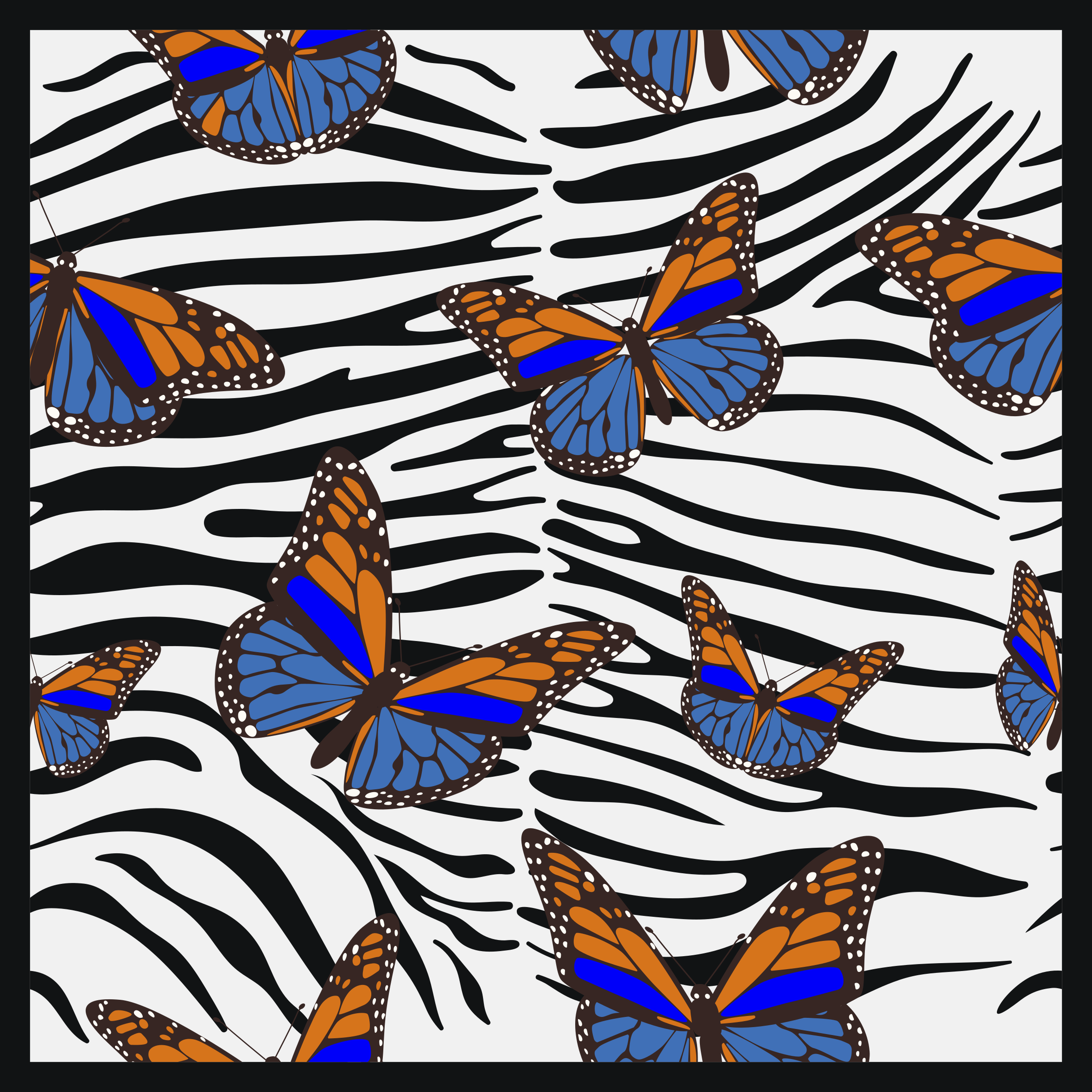 Butterfly Zebra Pattern animal print vinyl rug - TenStickers