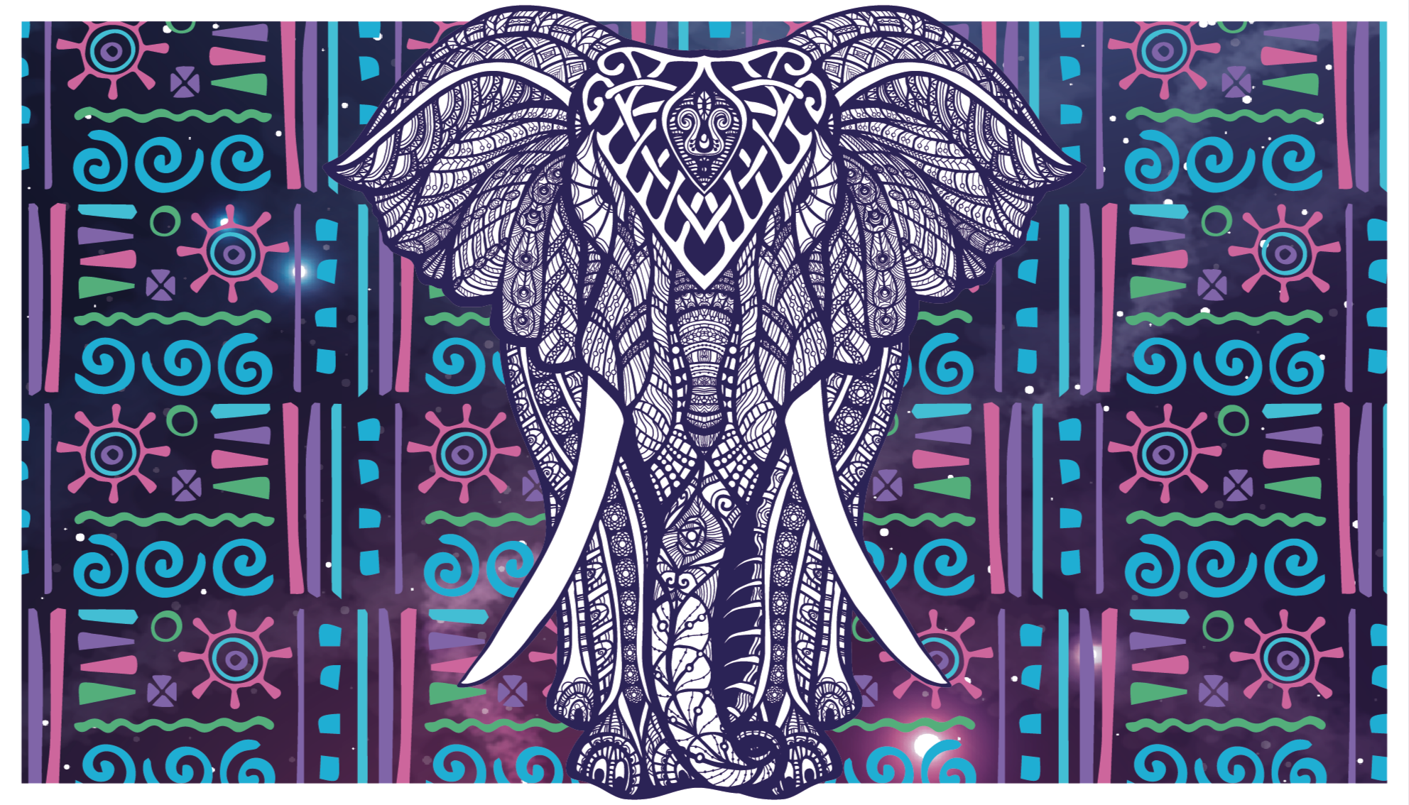 Intricate elephant pattern ethnic vinyl rug - TenStickers