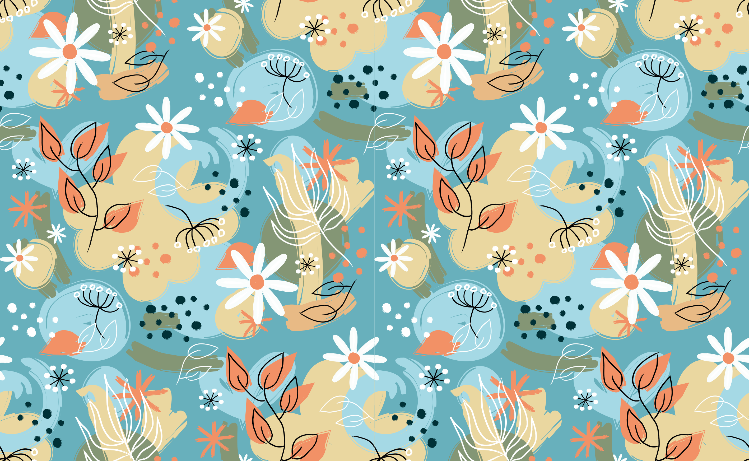 Floral vinyl rug with botanical abstract designs - TenStickers