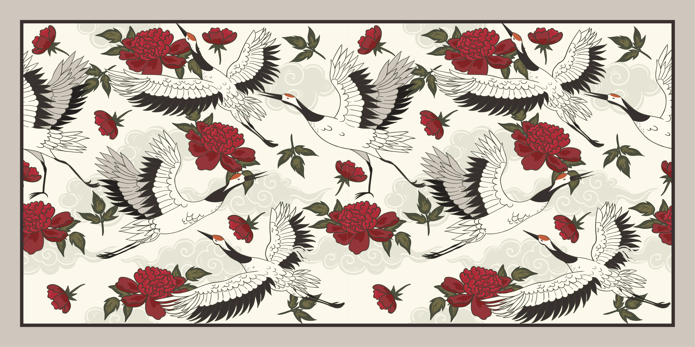 Calming earth tones bird pattern floral rug - TenStickers