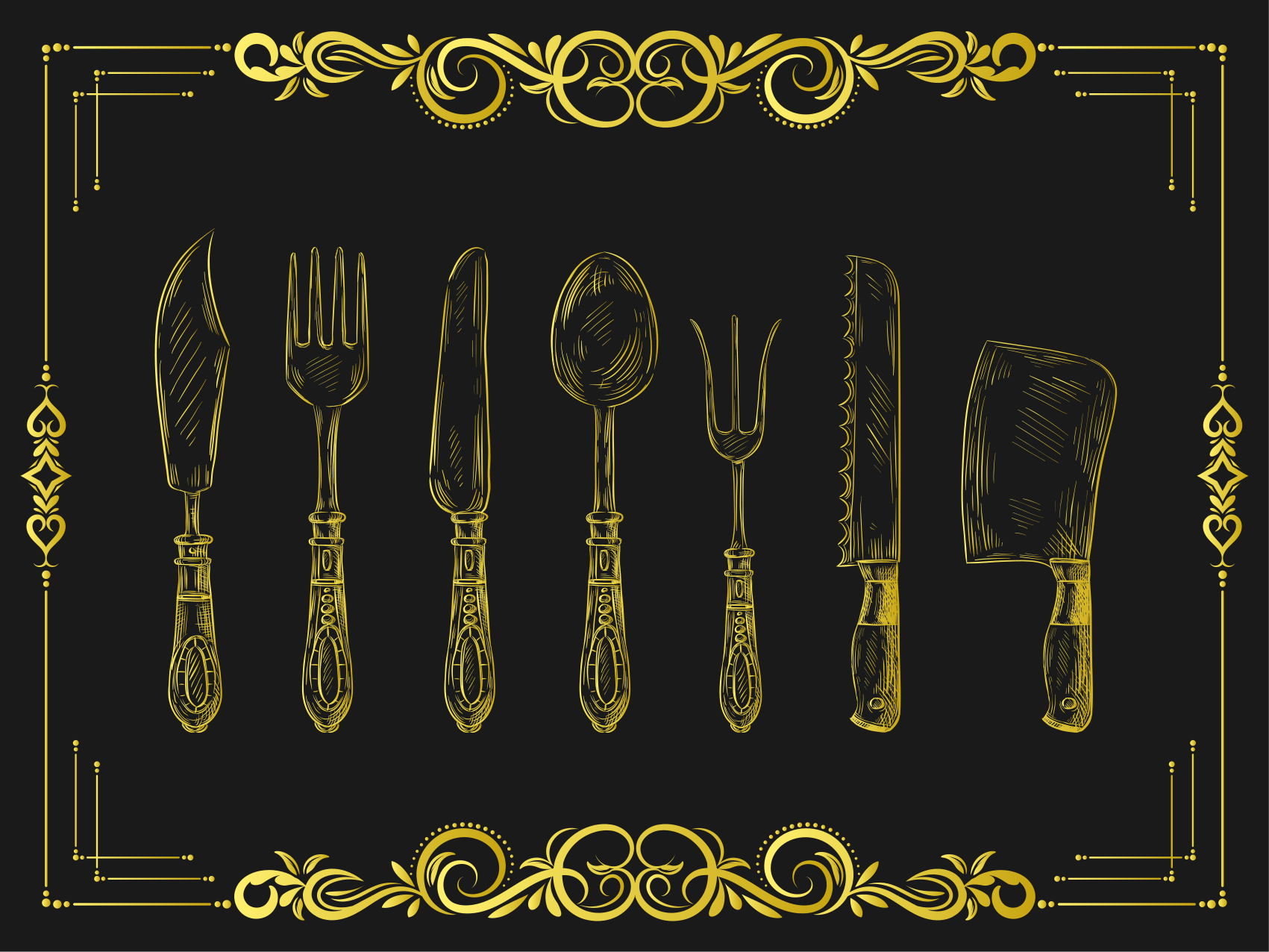 Kitchen vinyl rug with kitchen utensils design - TenStickers