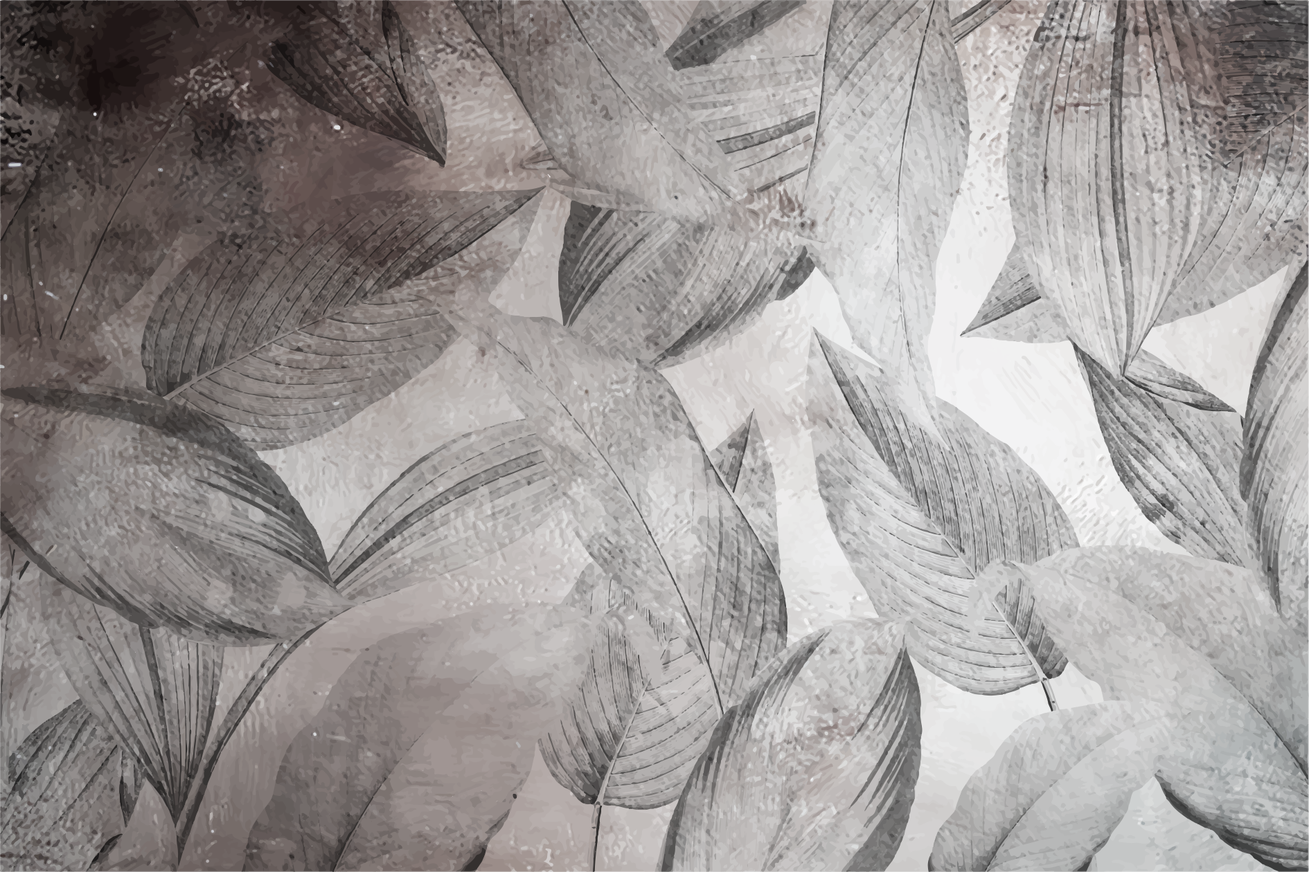 Leafy monochrome pattern floral vinyl rug - TenStickers