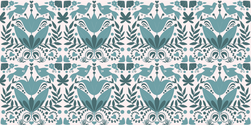 Floral Bird Pattern modern vinyl rug - TenStickers