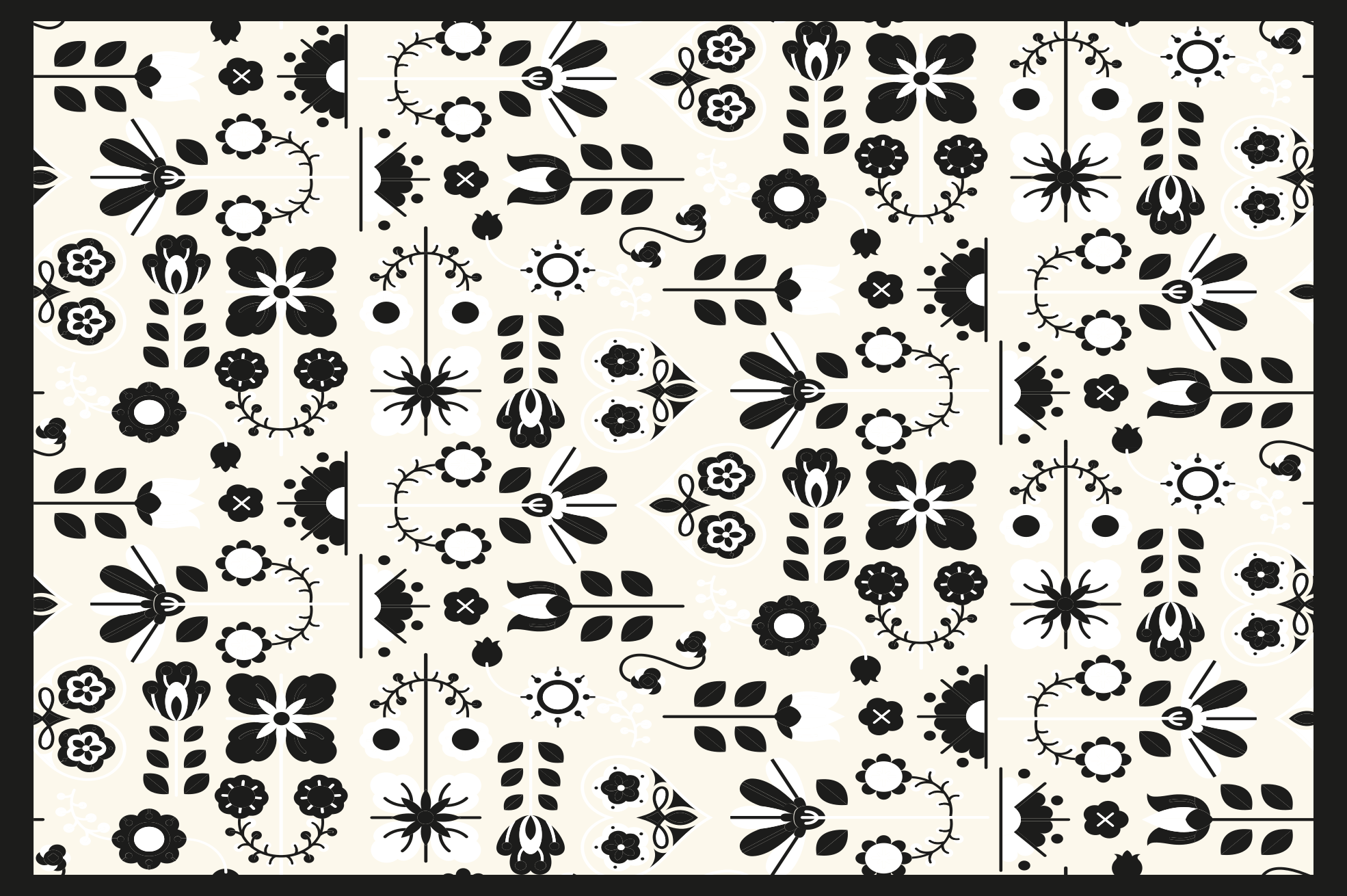 Floral vinyl rug with black floral designs - TenStickers