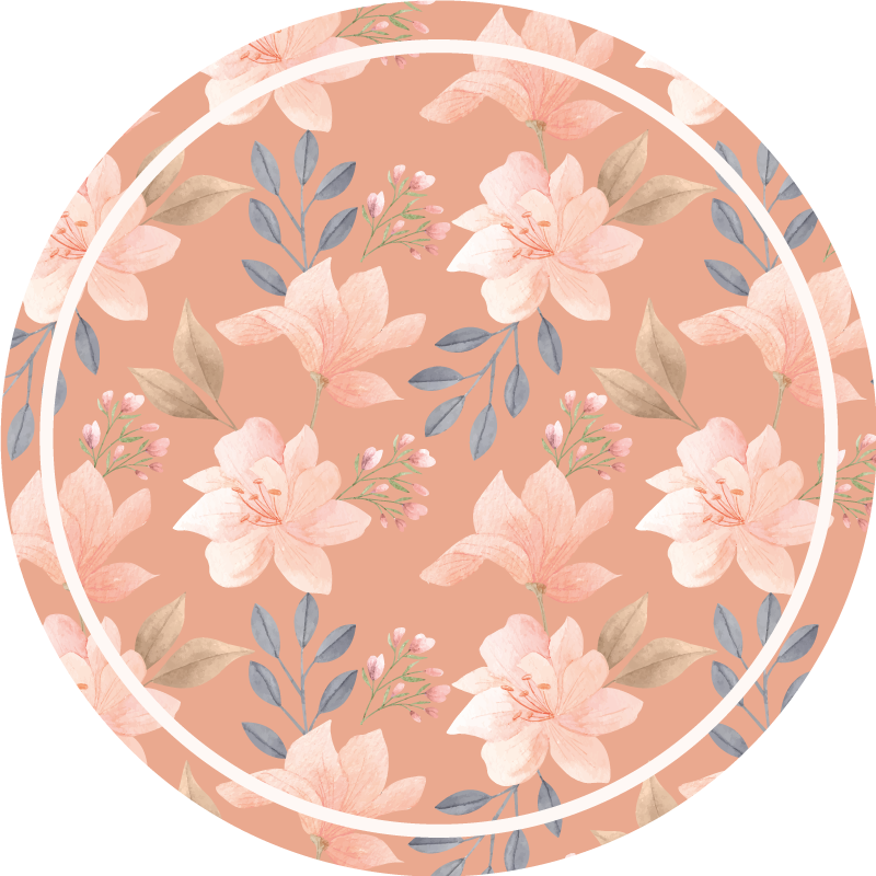 Floral vinyl rug peach blossom design - TenStickers