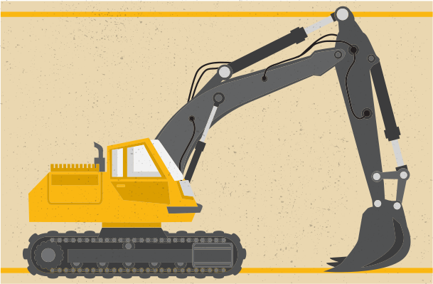 Excavator illustration kids vinyl rug - TenStickers