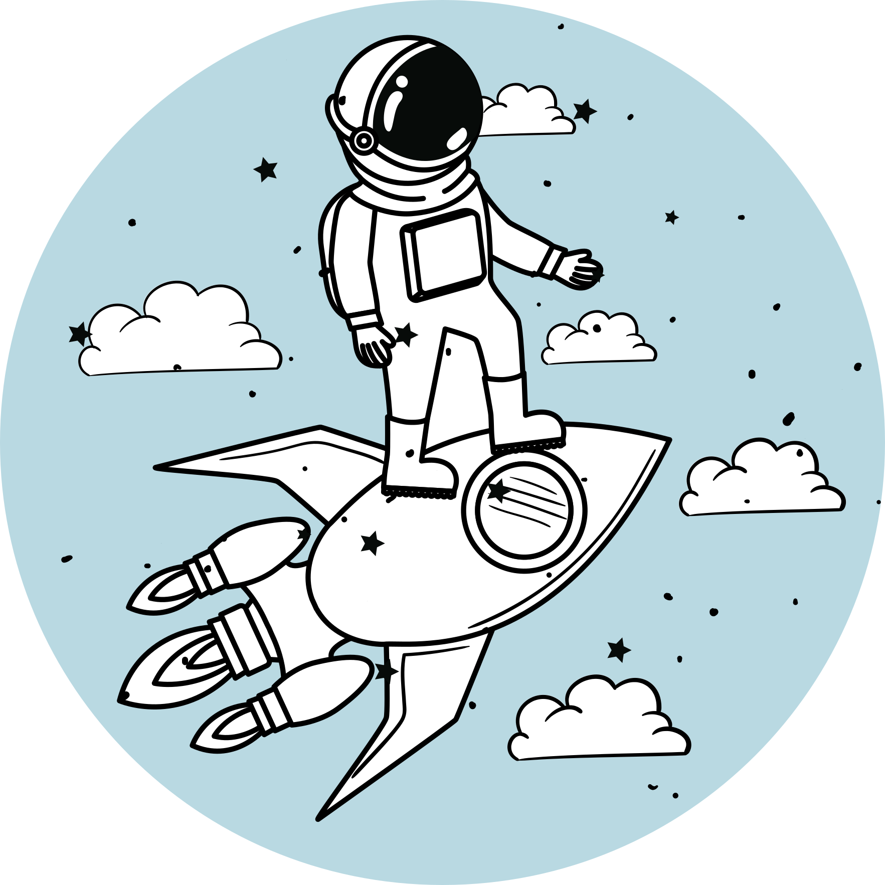 Astronaut Rocket Adventure kids vinyl rug - TenStickers