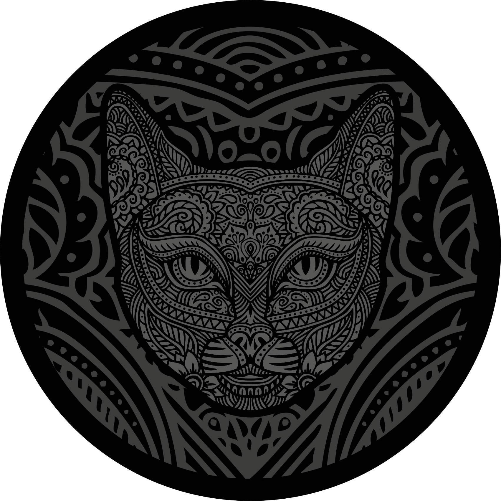 Black cat face animal vinyl rug - TenStickers