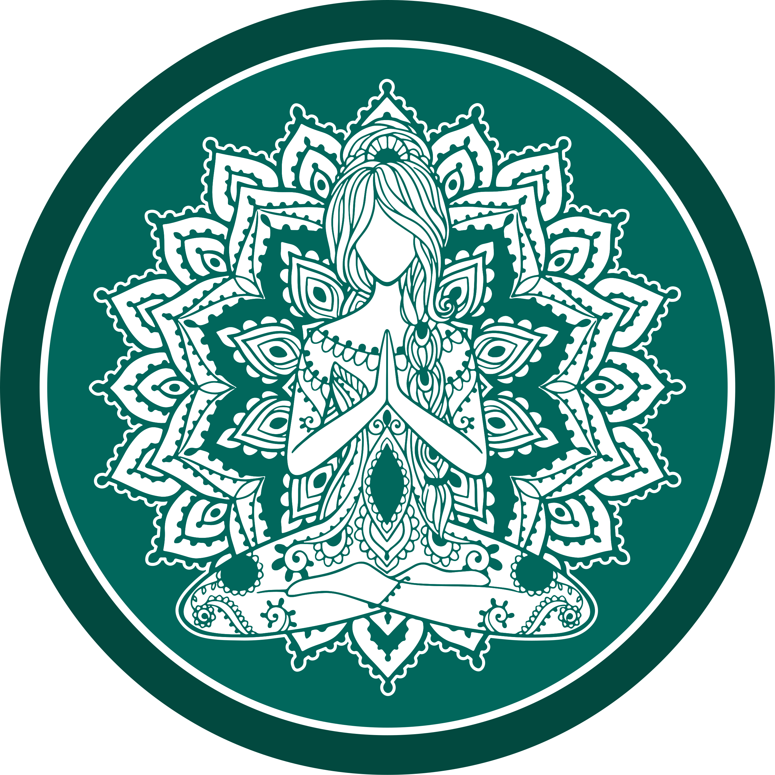 Meditative green art mandala vinyl rug - TenStickers