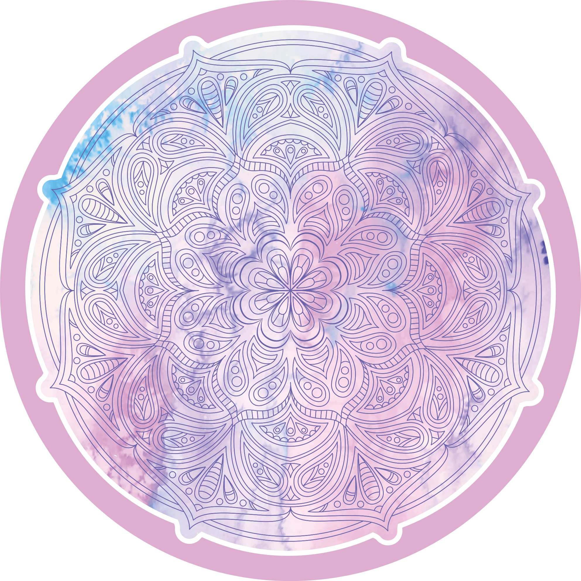 Pastel pink floral mandala vinyl rug - TenStickers