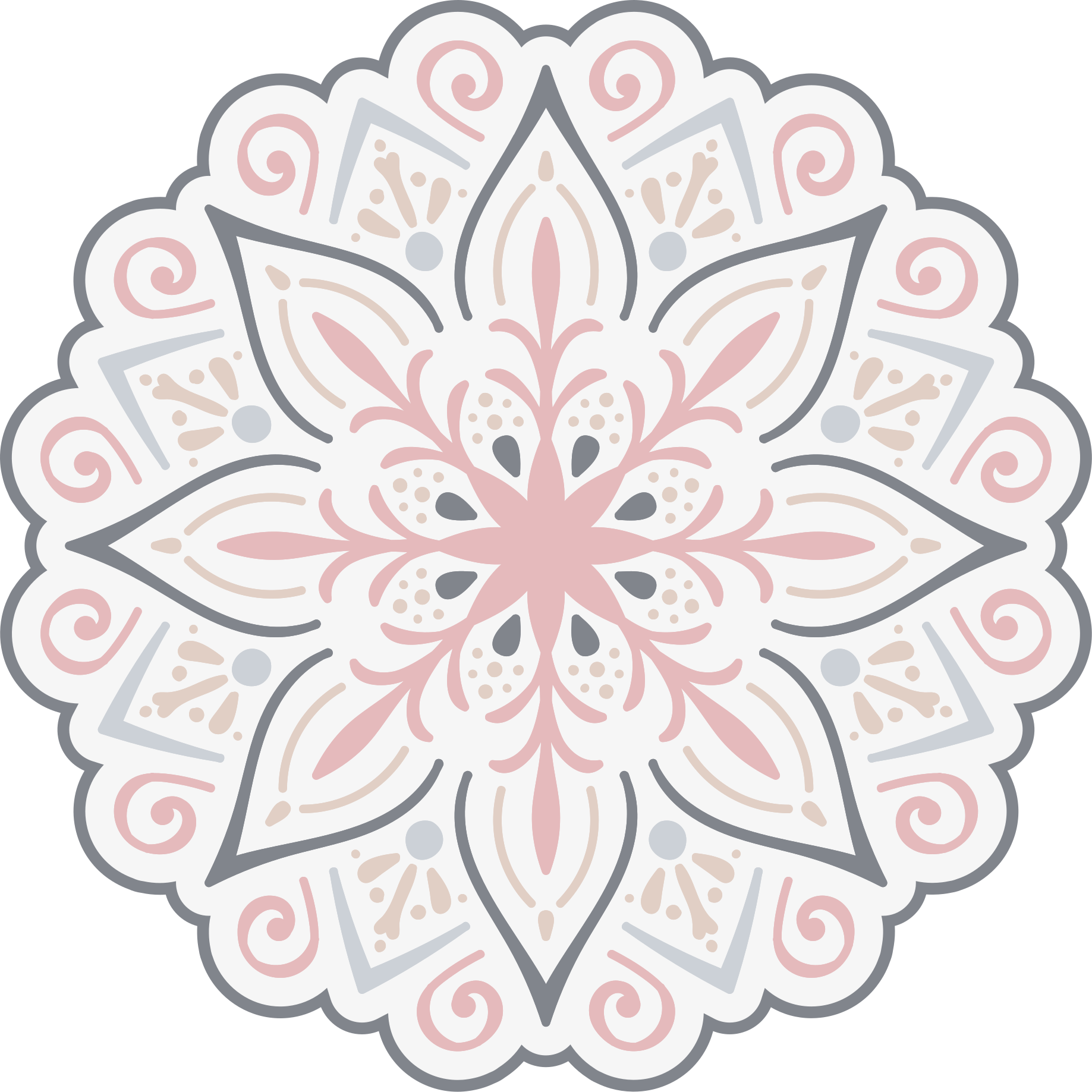 Graceful Floral Element mandala vinyl rug - TenStickers