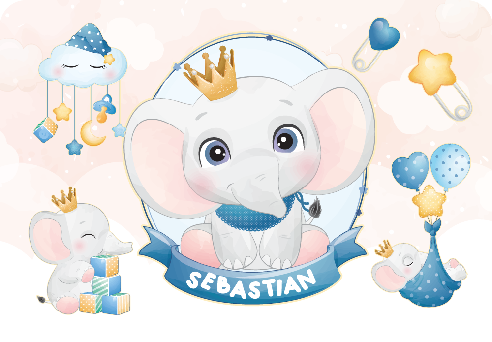 CROWNED ELEPHANT PLAYMATE custom vinyl rug - TenStickers