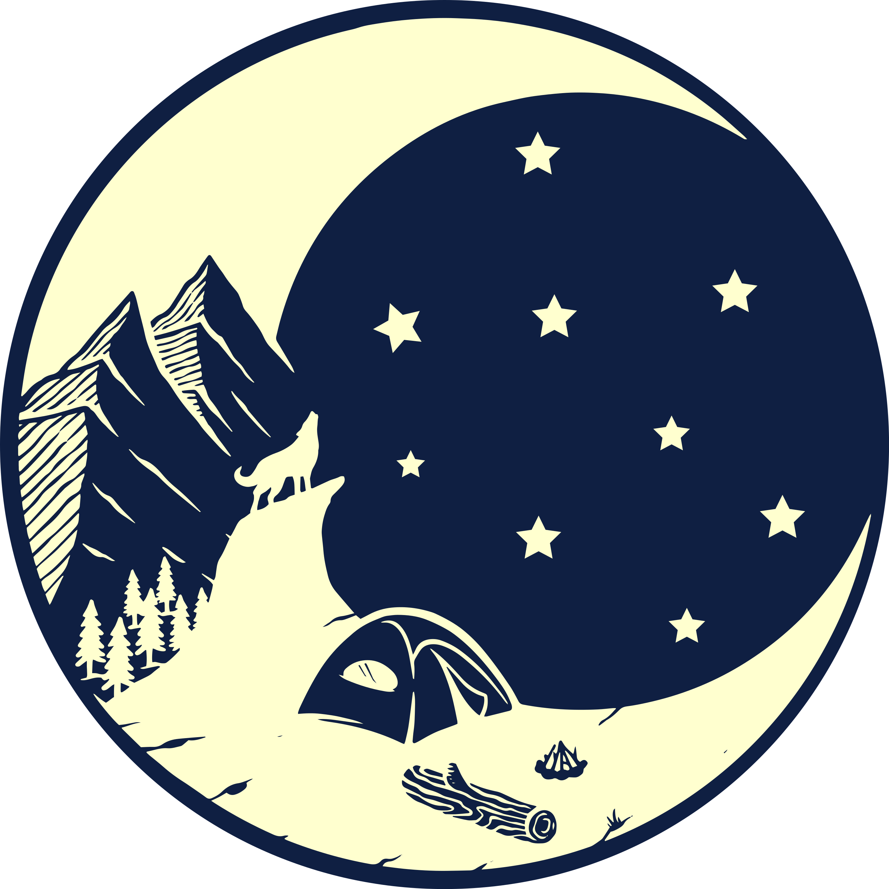 Moonlit Camping Scene nature vinyl rug - TenStickers