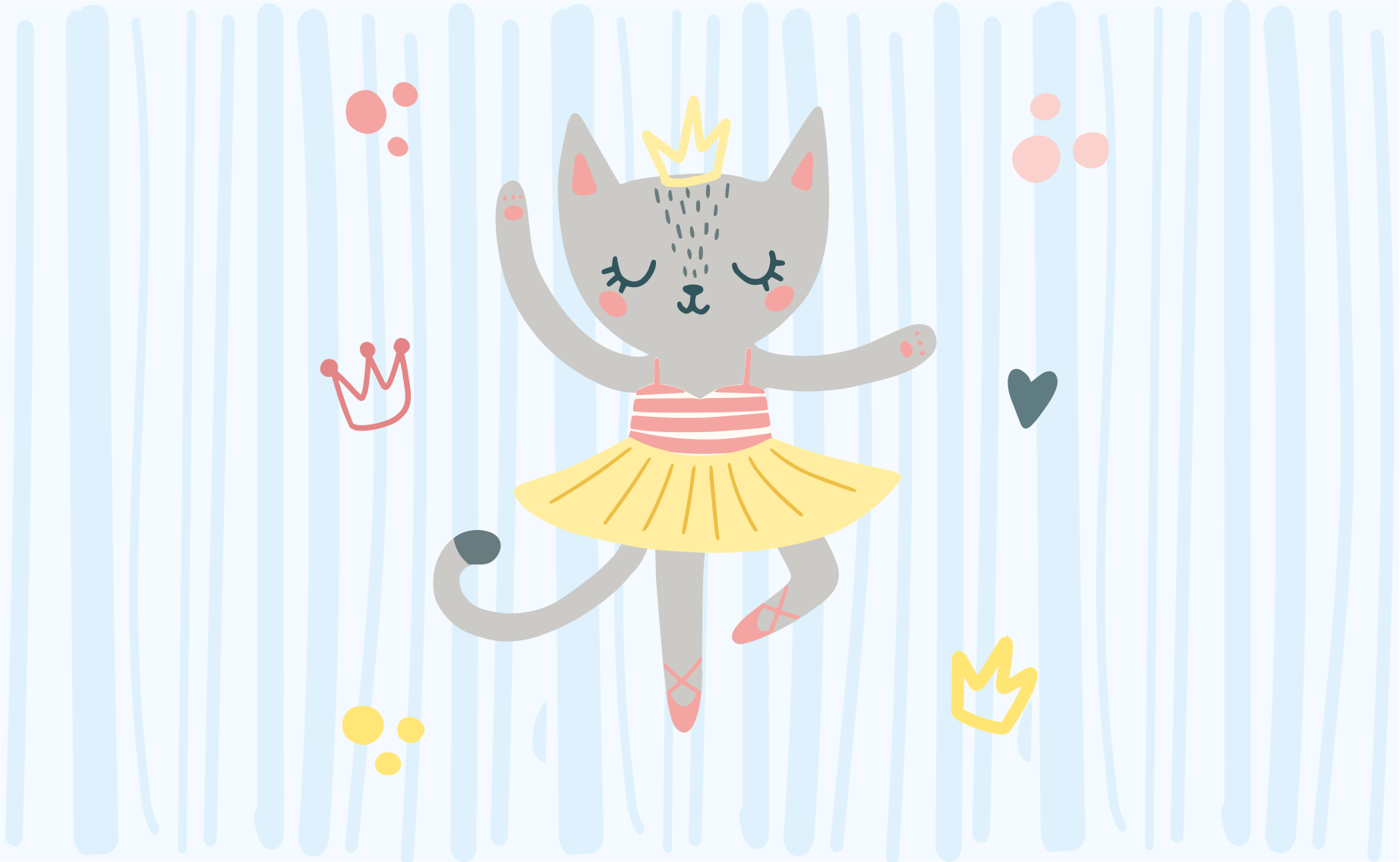 Cat ballerina cartoon circular rug - TenStickers