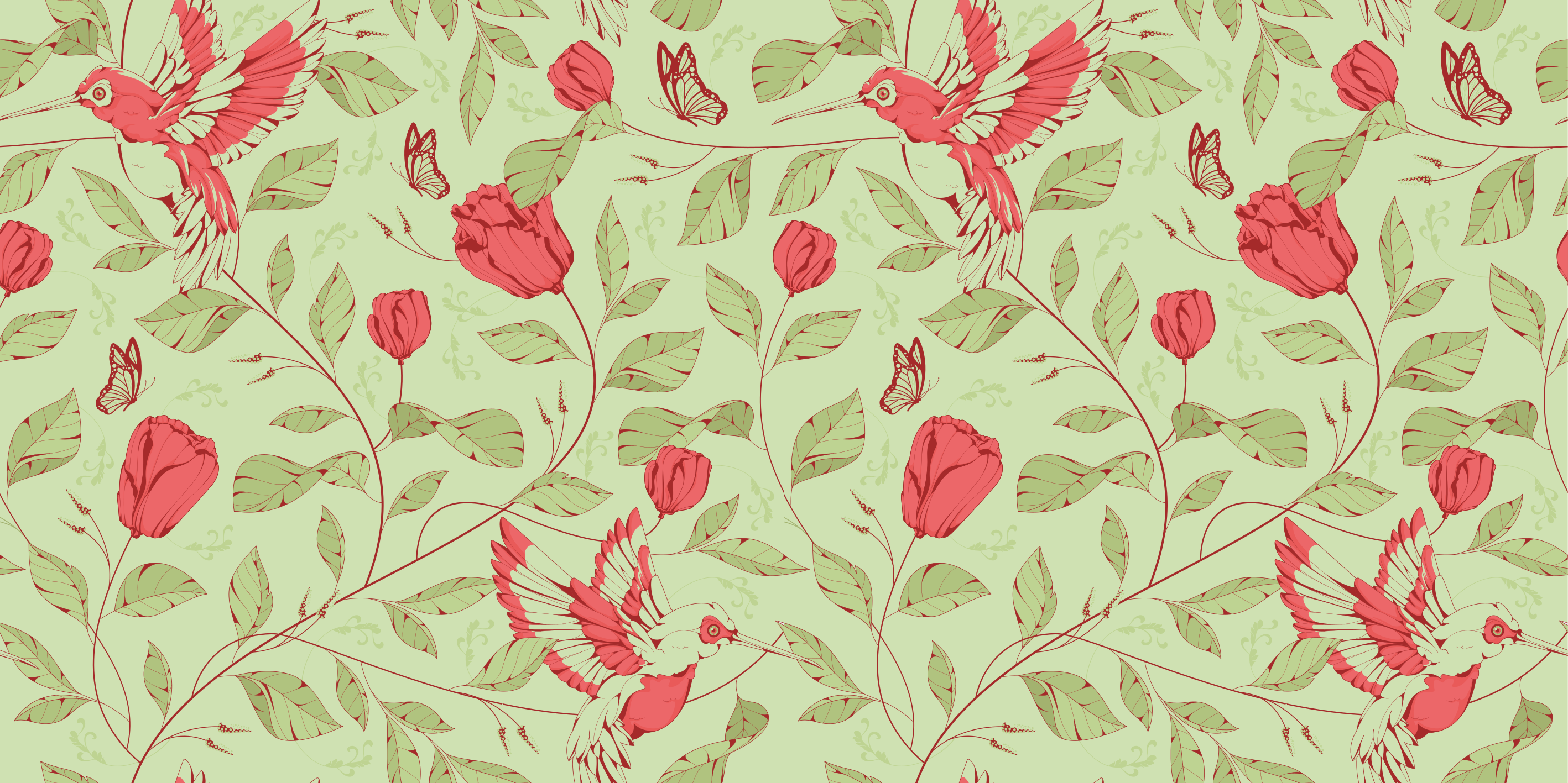 Hummingbird Floral Pattern entrance hall vinyl rug - TenStickers