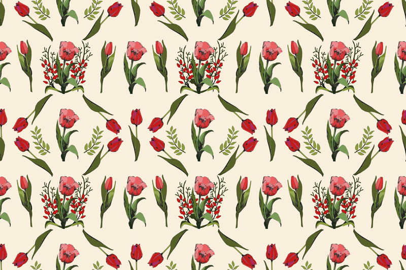 Bloom Motif floral vinyl rug - TenStickers